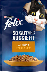 Felix så godt som det ser ud Våd kattefoder i gelé med kylling, pakke med 26 (26 x 85 g)