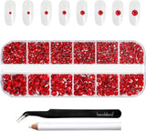 Beadsland 2500 stk Glas Nailart Strasssteine ​​​​Kristall Flatback Edelsteine ​​​​Runde, ​​Für Handwerk Gemischt 8 Größen SS4 ~ SS30 Mit Picking Pinzette Und Stift (Kristall Weiss)