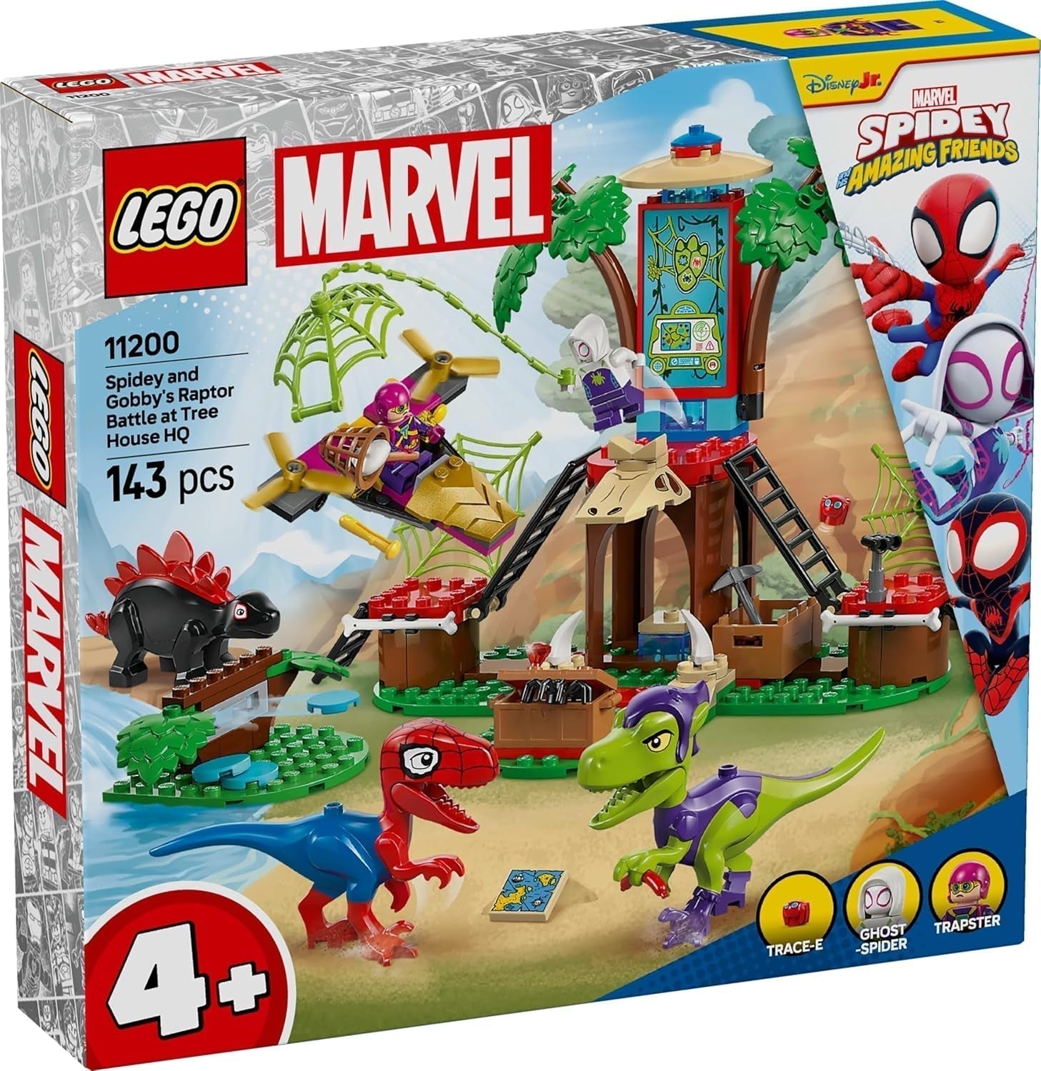 LEGO Marvel Showdown at the Treehouse: Spidey-Rex Vs. Gobby-Raptor, dinosaurbygge- og legesæt, legetøjsdinosaurgave til drenge og piger 4+, Spidey og hans supervenner 11200 byggesæt Besuche den LEGO-Store