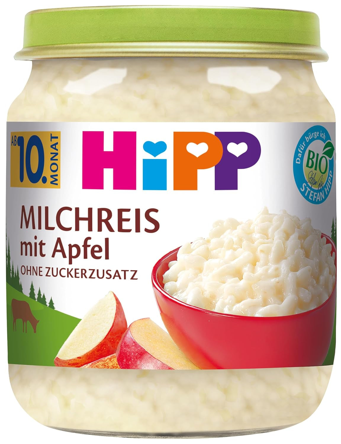 HiPP økologisk æblerispudding (6 x 200 g), uden tilsat sukker, god varm og kold, bedste økologiske kvalitet