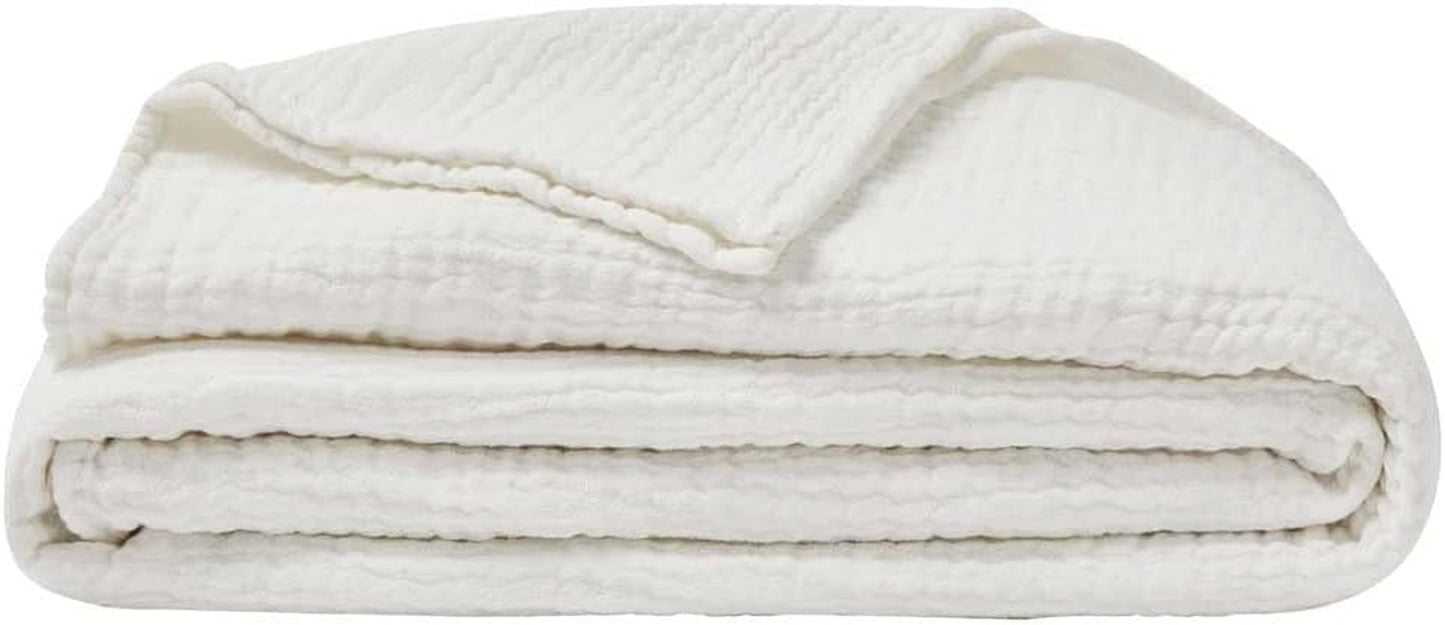 ESSIX Plaid, Monocolor, Lavet af bomuldsgaze, Jazzy, 130 X 170 Cm Dyner og dyner Naty Shop White