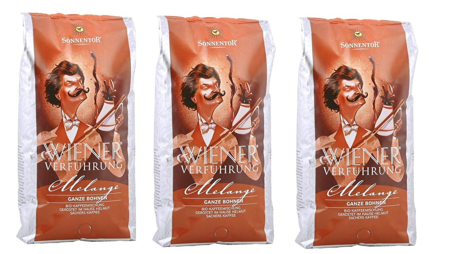 Kaffemel, hele bønner, Wienerforførelse, økologisk, 3 x 1000g