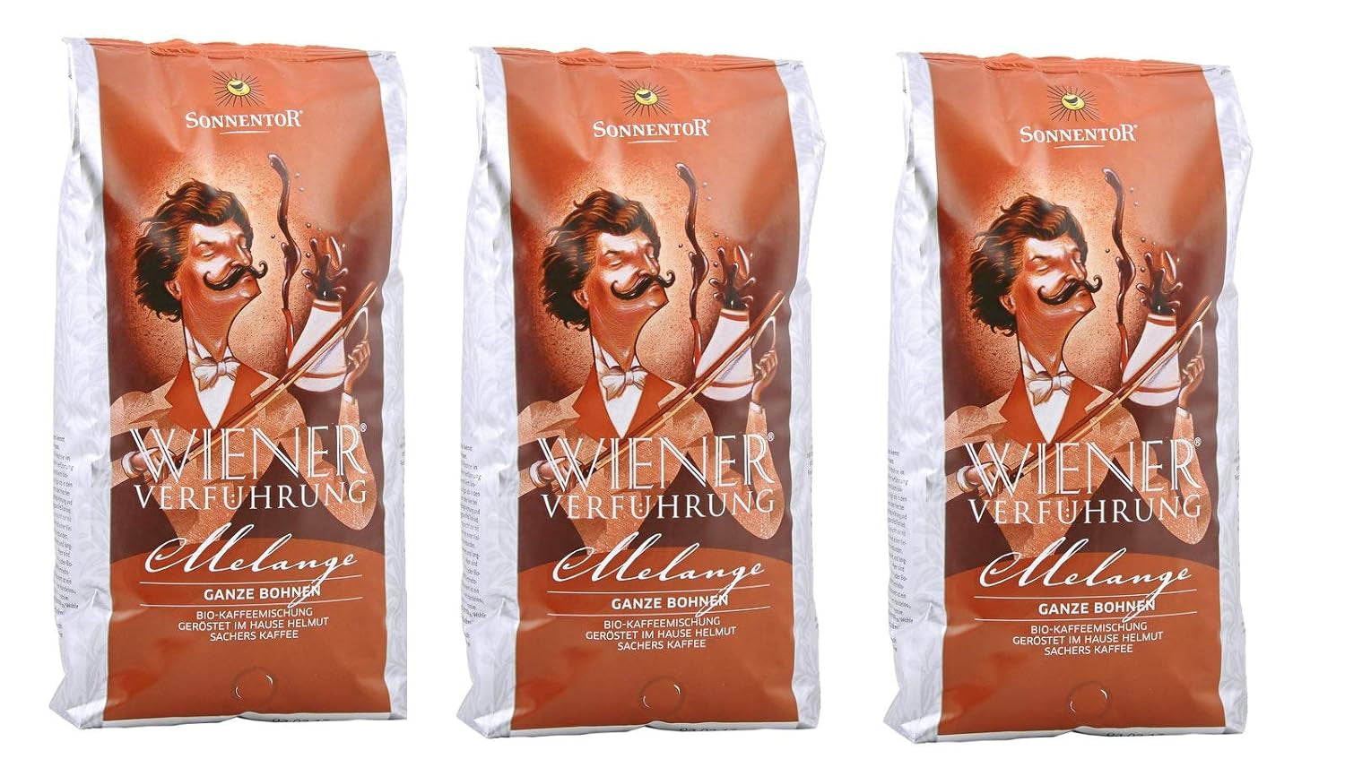 Kaffemel, hele bønner, Wienerforførelse, økologisk, 3 x 1000g