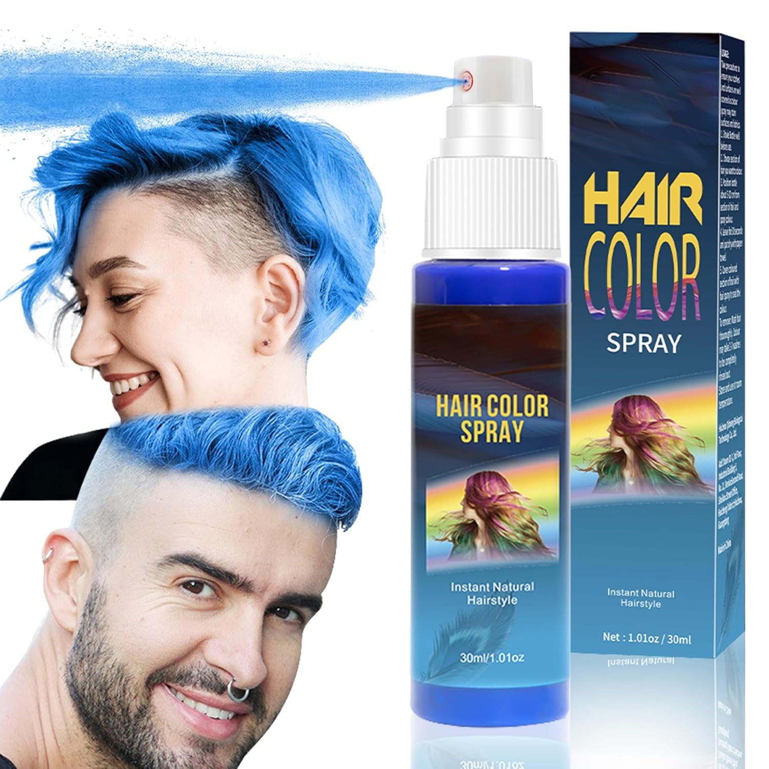 Hårsprayfarve - 30 ml Midlertidig grøn hårfarvespray, naturlig hårfarve Midlertidig hårfarvespray, vaskbar hårfarve til fest Cosplay Halloween (grøn) Hårfarve Naty Shop Blue