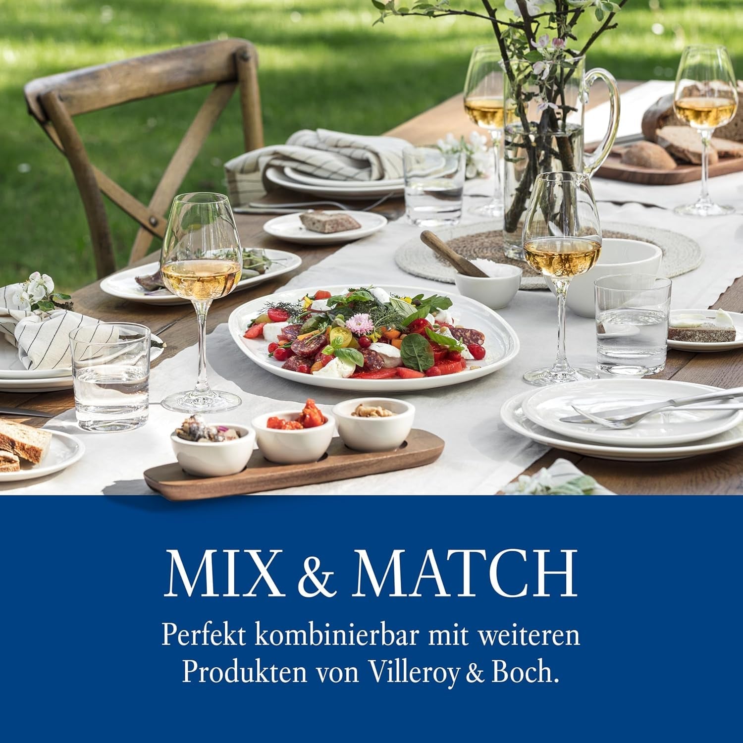 Villeroy & Boch Mariefleur Startersæt, Assorterede farver, Tåler opvaskemaskine, Tåler mikroovn, Spisesæt til 2, Blomsterstel, Spisestel, Kombinationssæt, Premium Porcelæn