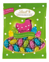 Små påskevenner med chokolade | 2 x 100 g og Chokolade Decoration Mini Æg med Alpine Milk | 2 x 180 g poser | Premium mælkechokoladeæg, muntert og farverigt pakket, i fire farver til påske