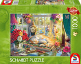 Schmidt Spiele 59789 Puslespilstid med katten, puslespil 1000 brikker Puslespil Naty Shop Standardtitel