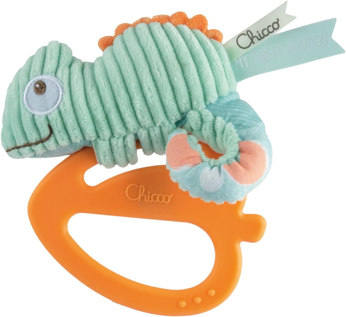 Chicco My Sweet Doudou Chameleon Legetøj Lavet af højkvalitetsstoffer Blødt plastik Ring Beroligende tænder Baby Legetøj 3-18 måneder Bebe Naty Shop Kamæleon Legetøj