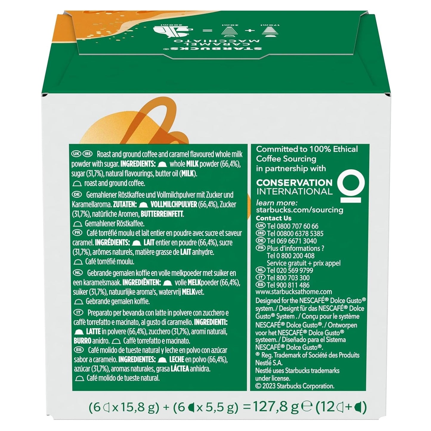 STARBUCKS Caramel Macchiato af Nescafé Dolce Gusto Kaffeekapseln 6 x 12 (72 Kapseln)