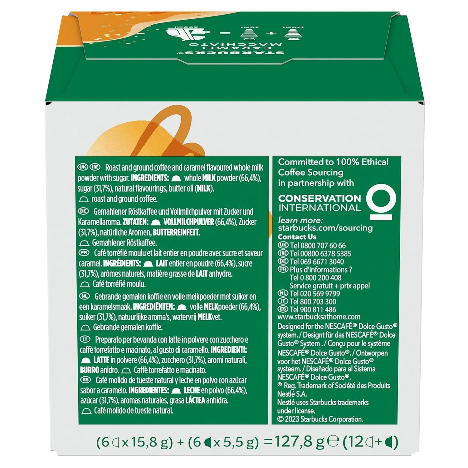 STARBUCKS Caramel Macchiato af Nescafé Dolce Gusto Kaffeekapseln 6 x 12 (72 Kapseln)