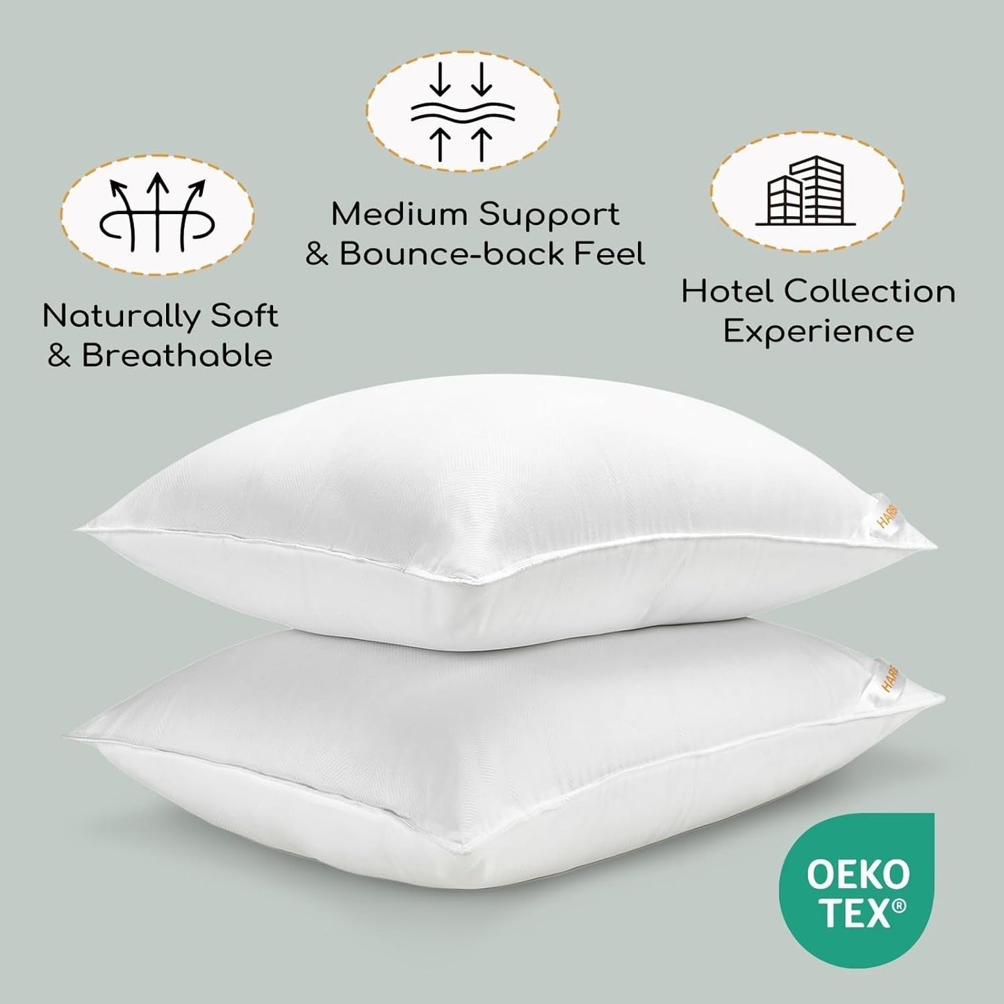 HARBOREST sovepude, 2 stykker, luksusplys, alternativ pude, god til side- og rygsveller, hotelkollektion, pude, standard/queen size, 50,8 x 66 cm Naty Shop standardpuder