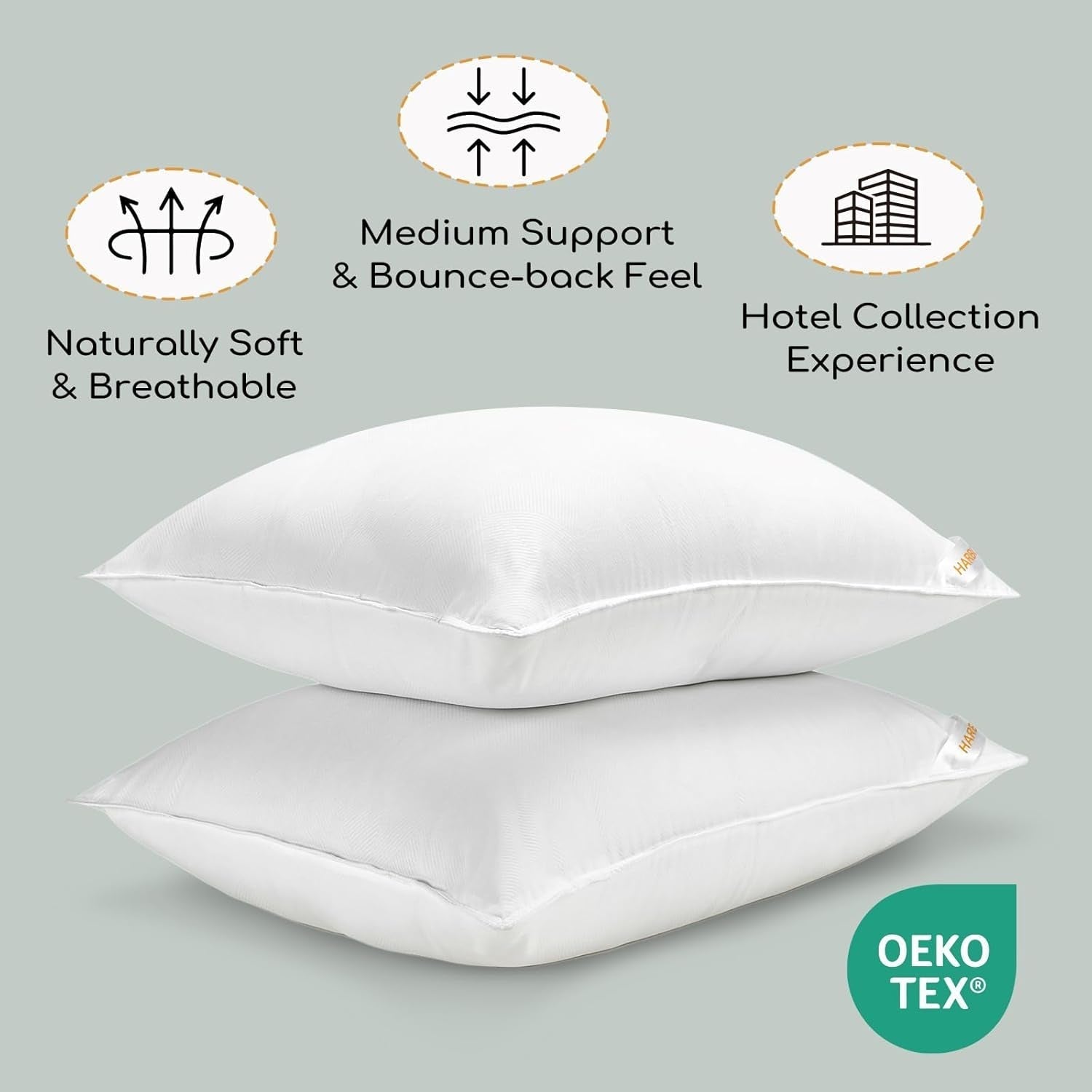 HARBOREST sovepude, 2 stykker, luksusplys, alternativ pude, god til side- og rygsveller, hotelkollektion, pude, standard/queen size, 50,8 x 66 cm Naty Shop standardpuder