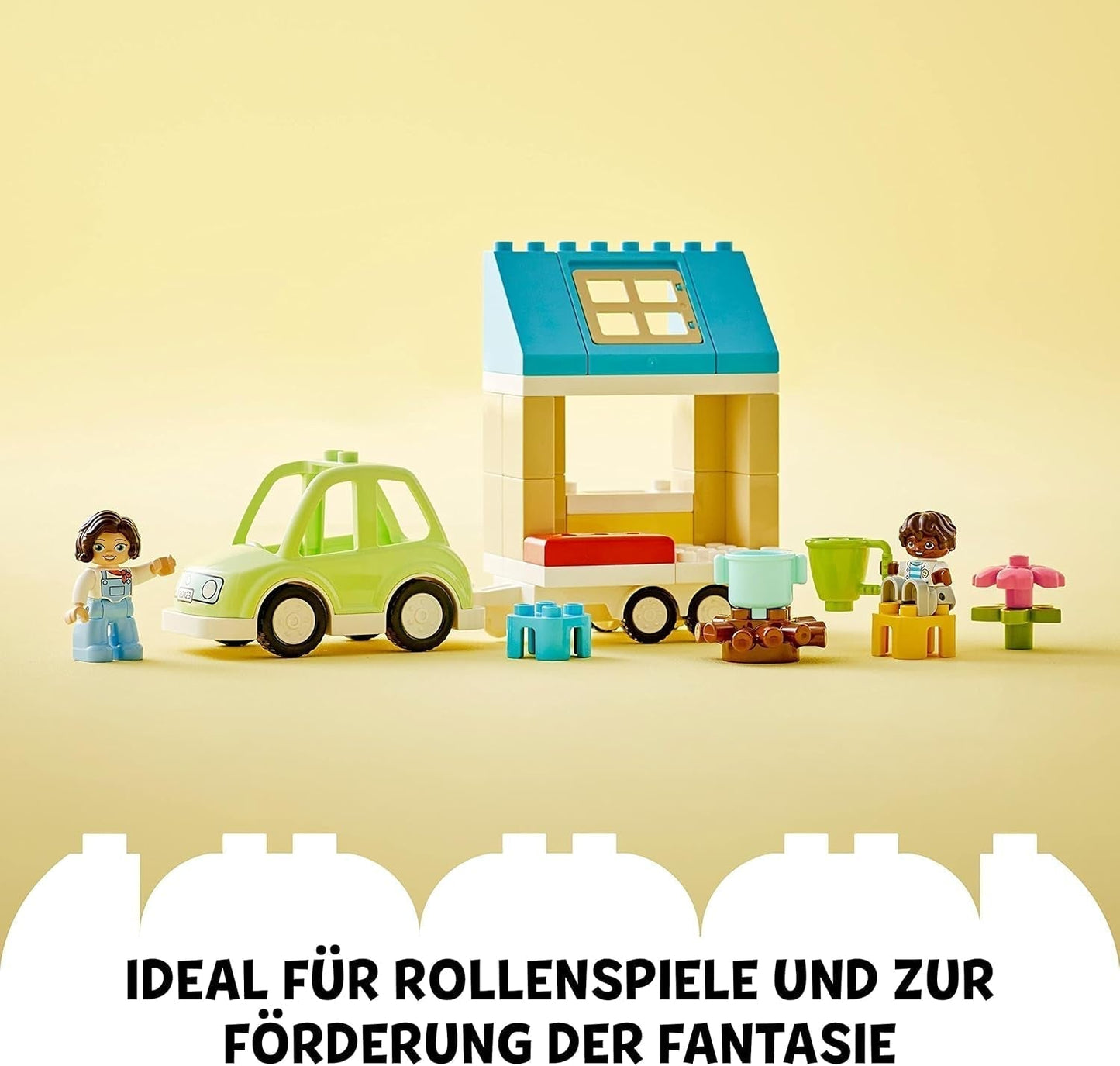 LEGO 10986 DUPLO At Home On Wheels, legetøjsbil med store klodser, figurer og legetøjsbil til drenge og piger fra 2 år, udvikler finmotorik Byggesæt Besuche den LEGO-Store
