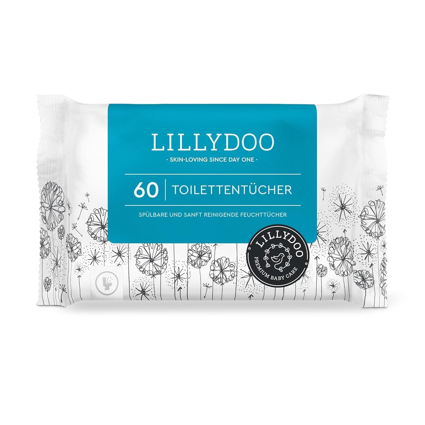 LILLYDOO vådservietter til toilet 720 stk (12 x 60) 100% plastfri, skyllebare servietter Parfumefri
