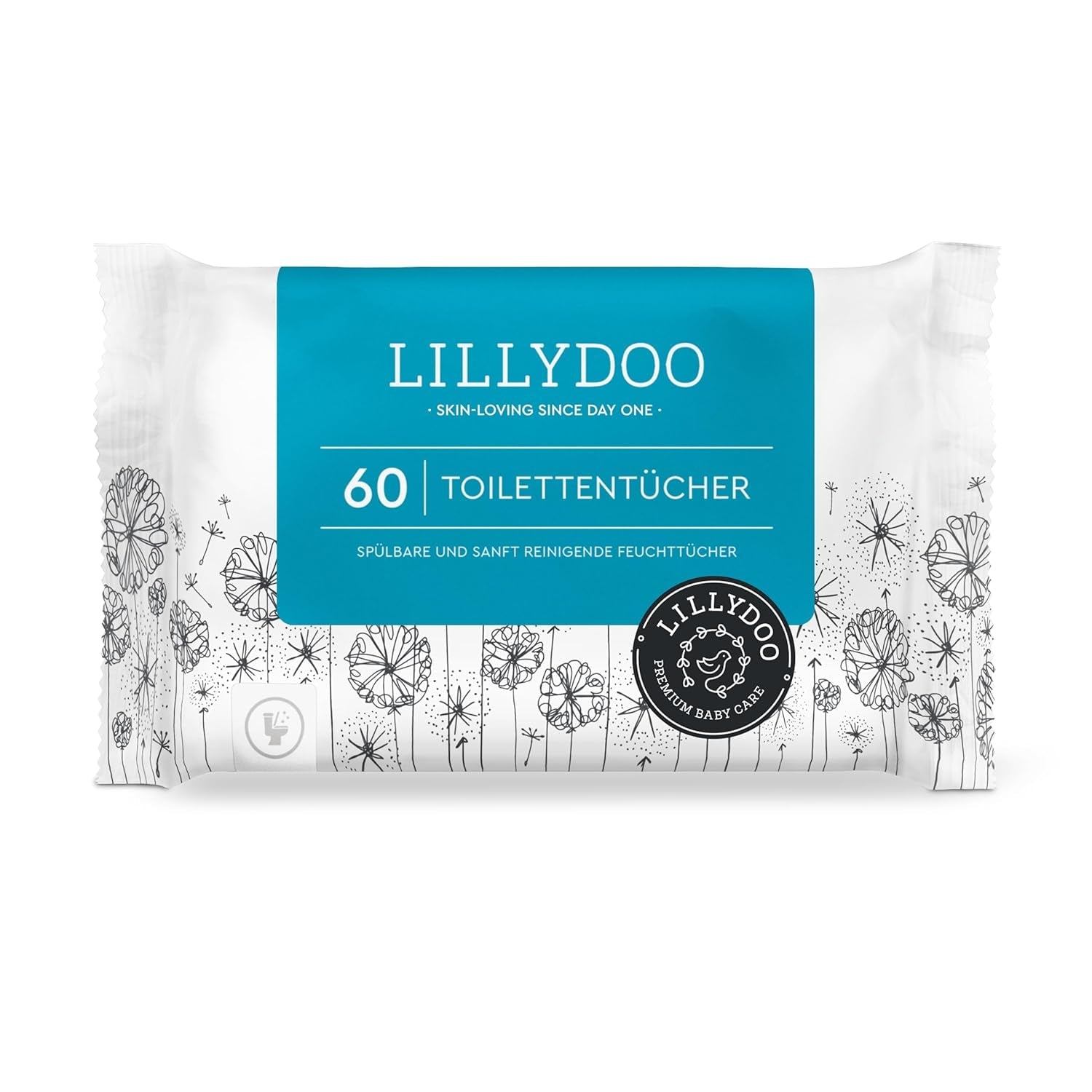 LILLYDOO vådservietter til toilet 720 stk (12 x 60) 100% plastfri, skyllebare servietter Parfumefri