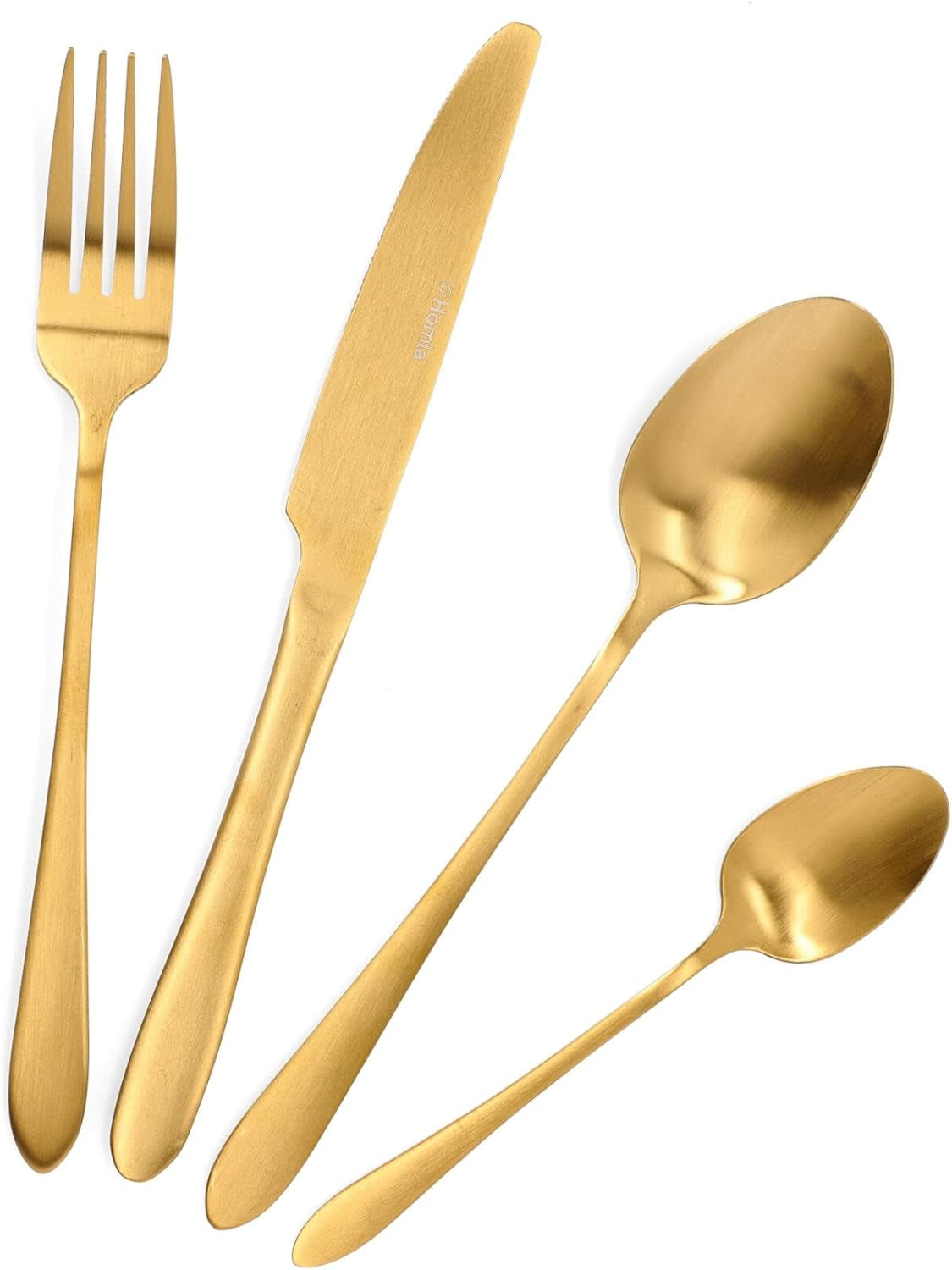 HOMLA Abele Besteckset Für Vier Personen 16-Teilig Edelstahl Hygienisk Elegant Leicht Zu Reinigen Gold Kitchen Naty Shop Matt Golden