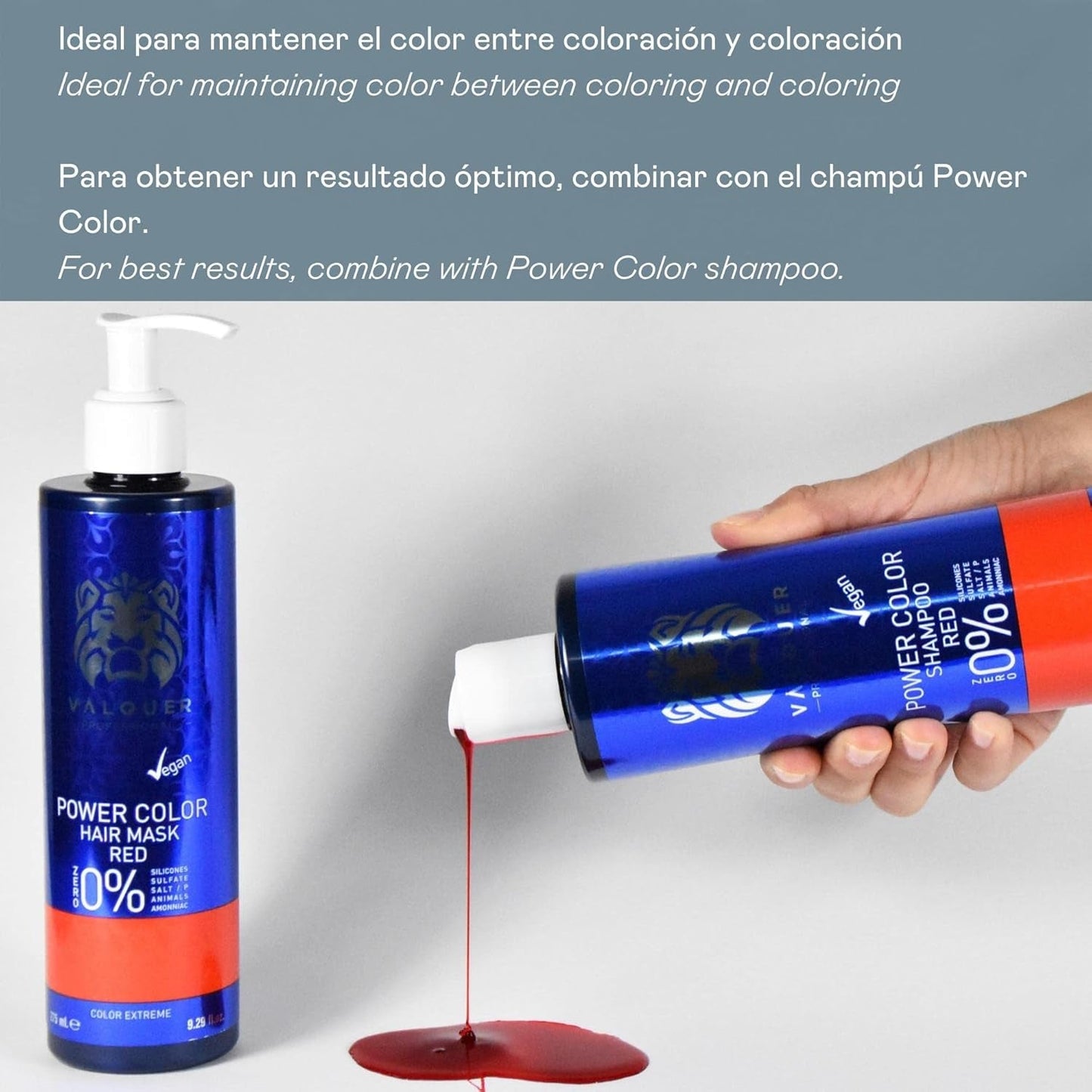 Valquer Professional Mask Power Color farvet hår. Vegansk og sulfatfri (gyldent blondt hår) hårfarveforstærker - 275 ml Naty Shop hårmaske