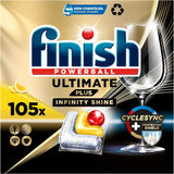 Finish Ultimate plus Infinity Shine Citrus Opvaskemaskine Tabs - Opvaskemaskine Tabs, Intensiv Rengøring - 105 Kapsler, Lemon Naty Shop 105 Kapsler