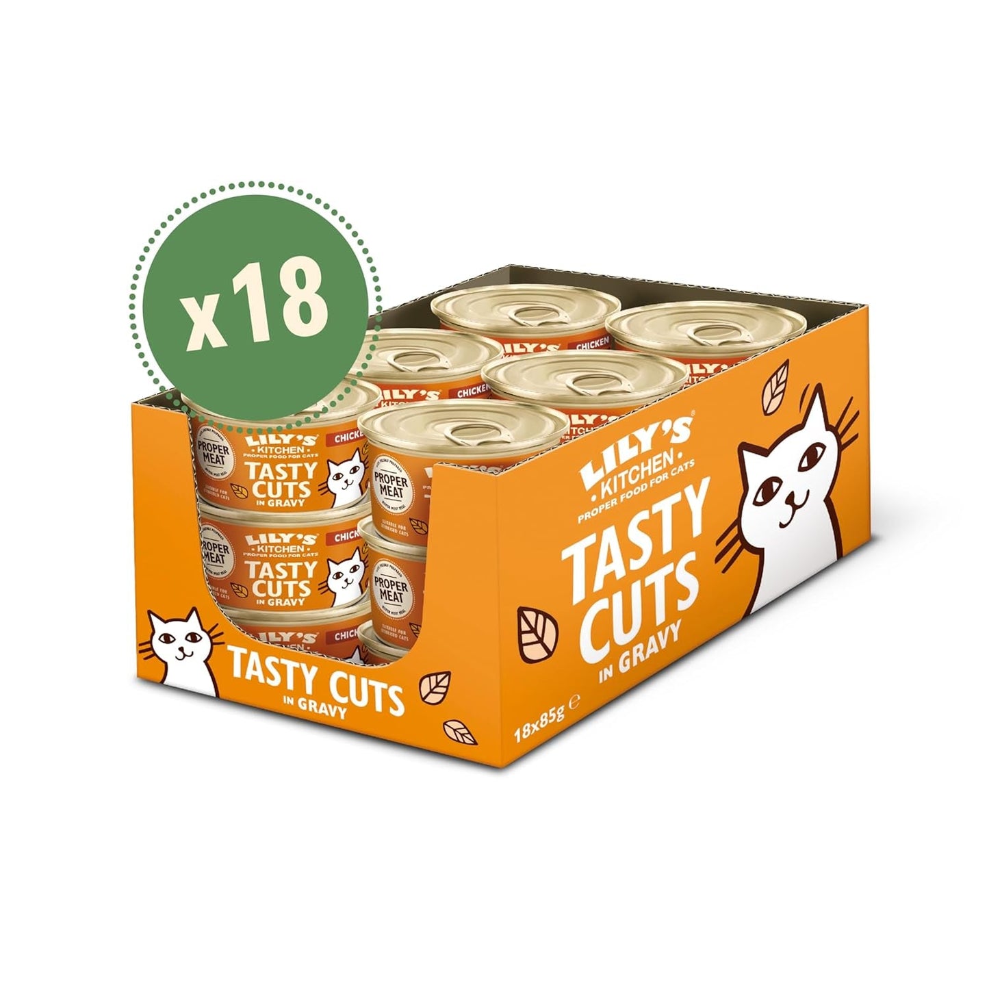 Lilys køkken, tilberedt med naturlige ingredienser, lækre stykker i kyllingesauce, vådfoder til voksne katte, 70g dåse