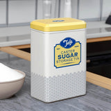 Tala Originals Retro Design Metal Opbevaringsboks i Gul og Creme Kan indeholde en hel pose med pulveriseret sukker