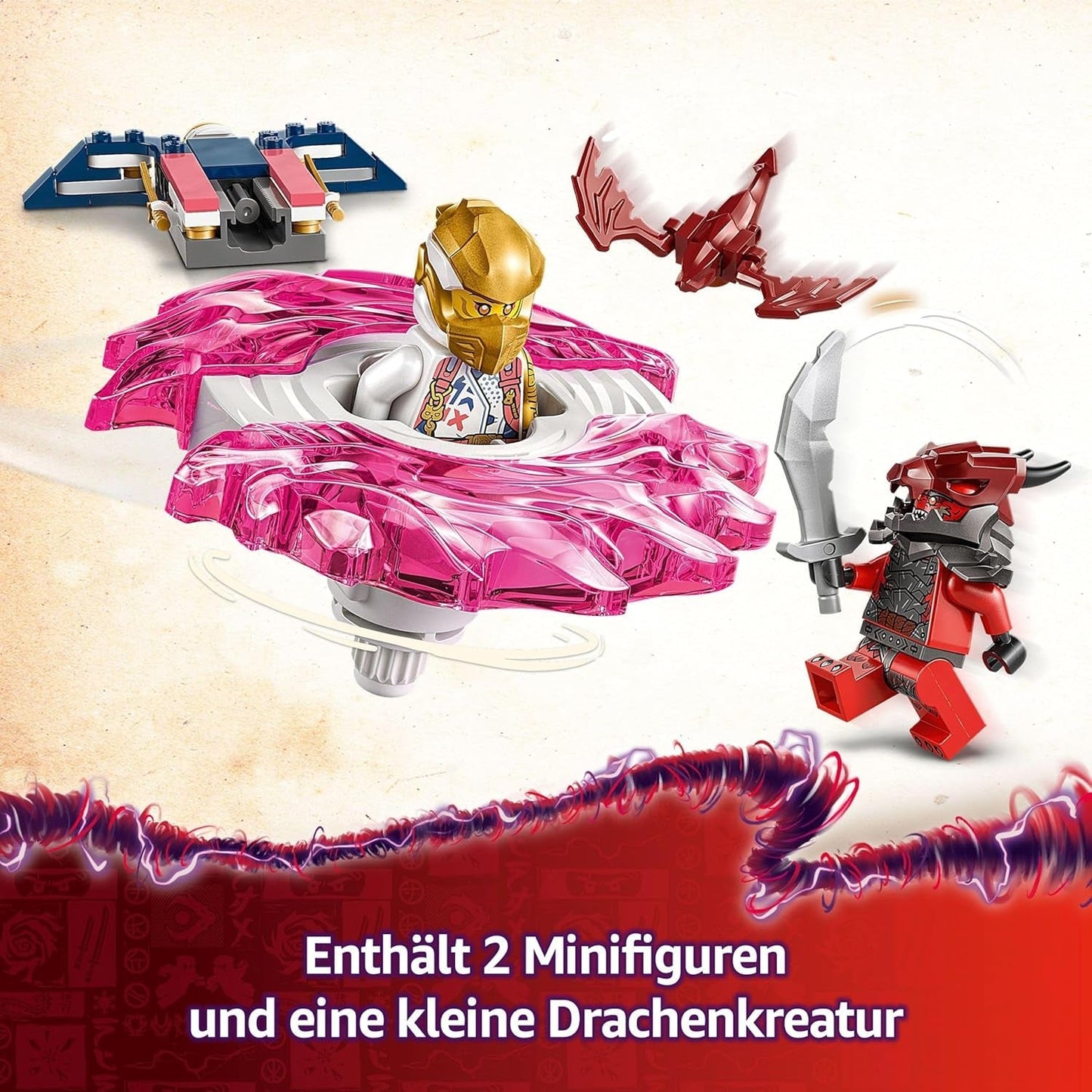 LEGO NINJAGO Soras Drage Spinjitzu Spinner - Action Ninja Legetøj med 2 minifigurer - Lille legesæt til børn - Gaveidé til drenge og piger 6 år gamle 71824 Byggesæt Besuche den LEGO-Store