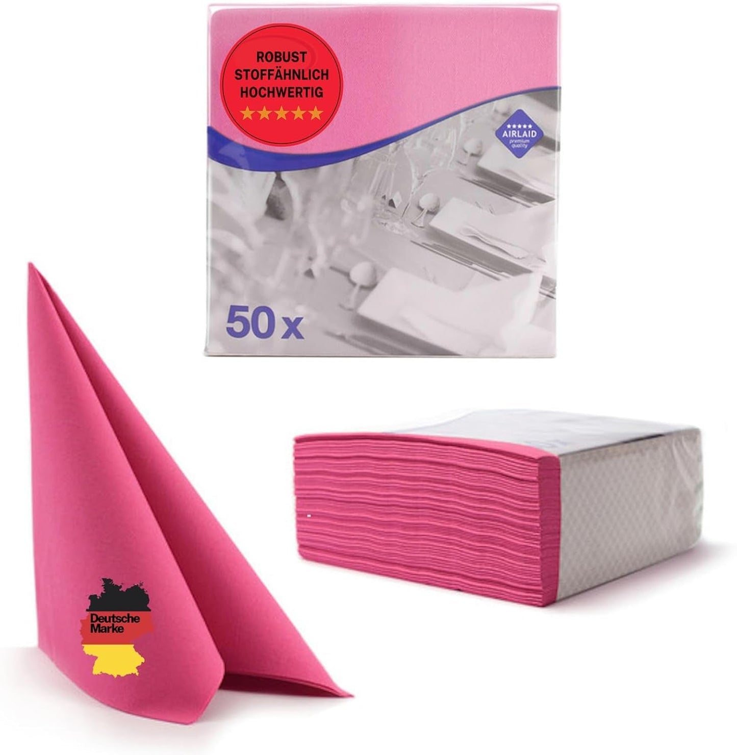 50 Aroba Airlaid servietter Tekstillook 19 FARVER 40X40 Cm 1/4 fold højkvalitets tekstillook Bryllupsservietter til jubilæer Hotel Catering Helligdage Jul Bryllup Pink