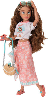 Vaiana dukke med tilbehør, 29 cm, 13 artikulationspunkter, officielt licenseret af Jakks Pacific. Komplet med kombinerbart tilbehør og en funklende Mickey ring!