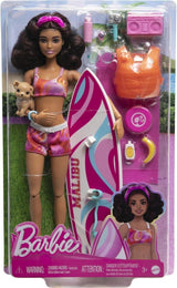Barbie surferdukke med surfbræt og håndtag, håndklæde og radio til strandeventyr og historier, klips og ankelrem til realistisk surfing, 3+ år HPL69 Naty Shop Moderne dukker