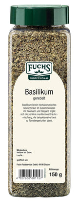 - Basilikum gerebelt | Mediterranes Gewürzkraut für Großverbraucher | Mit praktischem Streuaufsatz | 150 g im großen Streuer