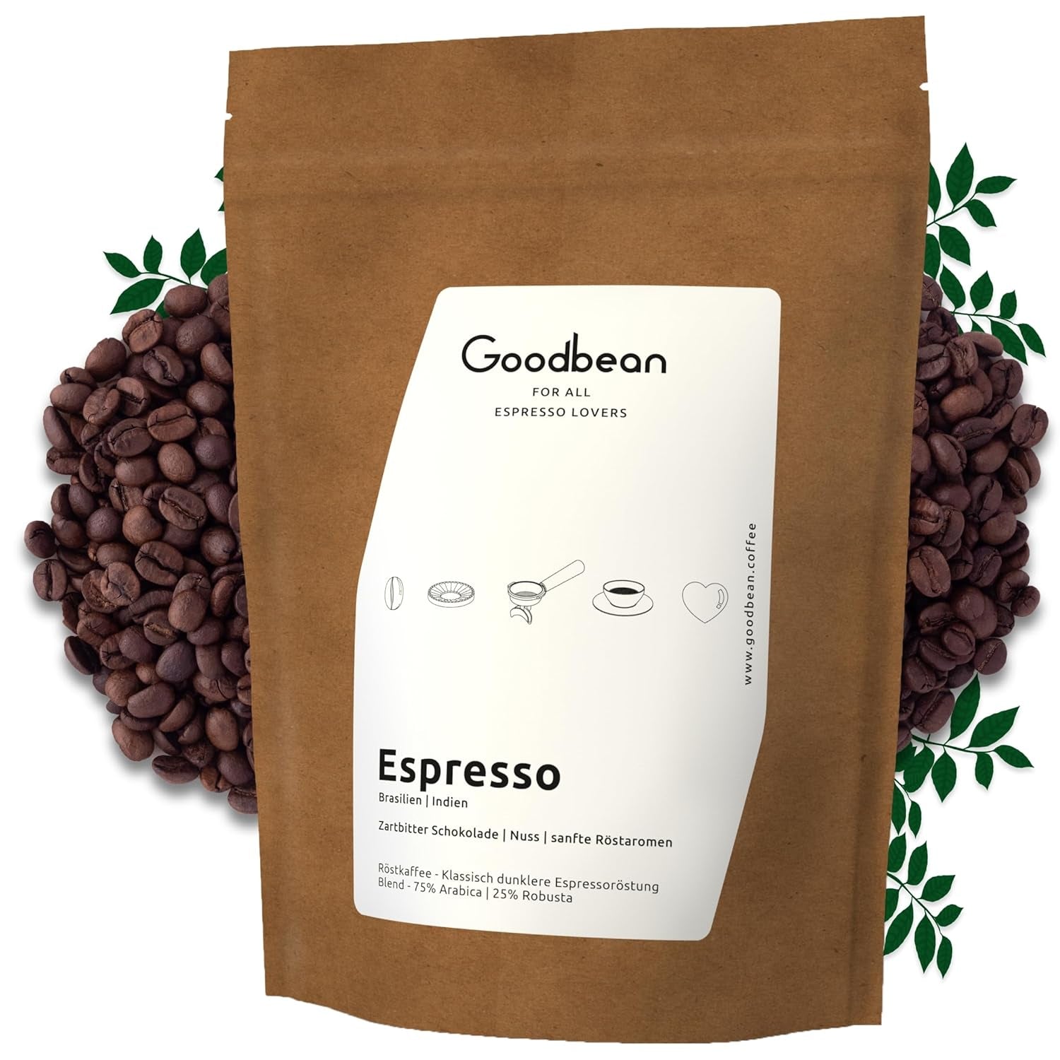 ESPRESSO | Kaffebønner 500g - 100% Arabica | Friskristet til fremstilling af espresso | Hele kaffebønner | Klassisk kaffesmag