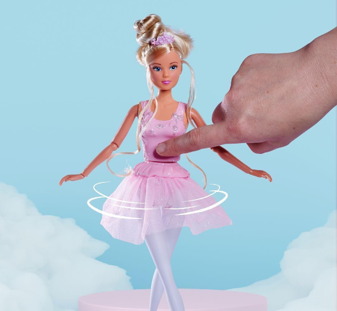 Simba 105733603 - Steffi Love Dancing Ballerina, Steffi som ballerinadukke med dyreven og roterende nederdel, legedukke 29 cm, fra 3 år