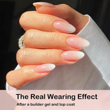 Sæt med falske negle - 240 stykker franske falske negle lim på - Pink White Gradient Design Kunstige negle Fuldt dækkende blød gel Naturlig og behagelig at have på (Pink Mandel)