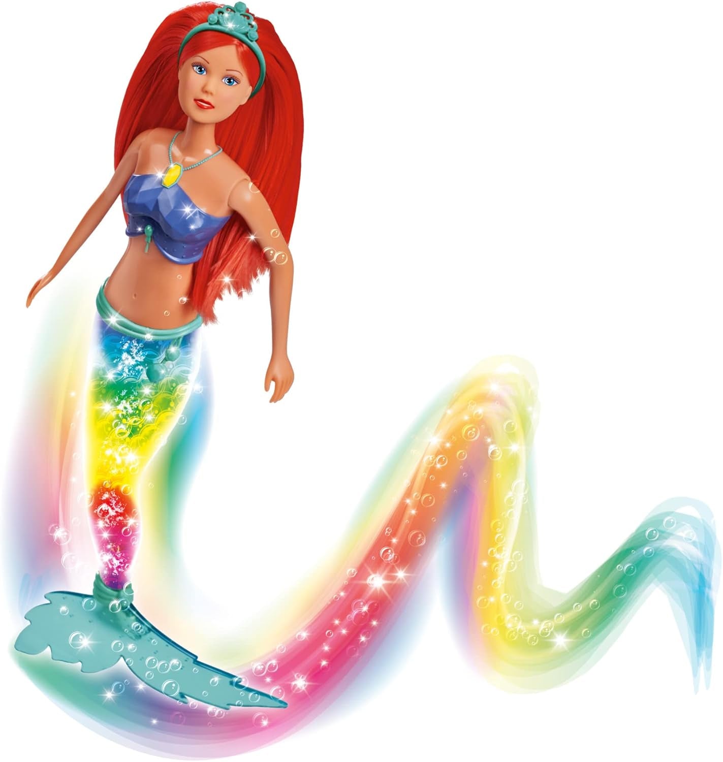 Simba 105733656 - Steffi Love Sparkling Havfruedukke (39 cm) - Glødende havfruefarveskiftende lysende regnbuevandtæt legetøj til børn fra 3 år og opefter