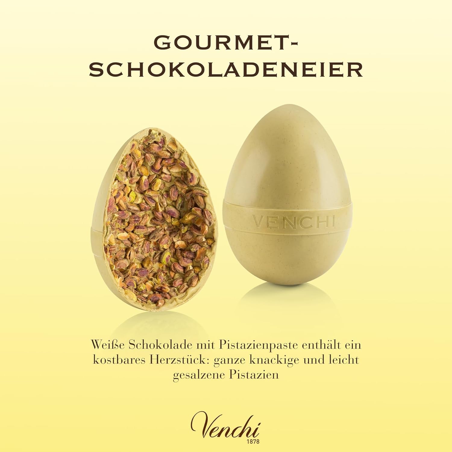 Venchi - Chokoladeæg, pistaciesmag, med hel pistacie, med overraskelse, glutenfri, 500g, påskekollektion, gaveidé