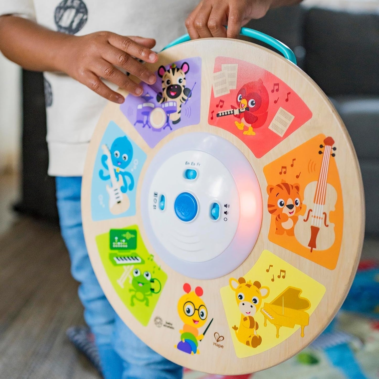 Baby Einstein, Hape, Cal's Smart Sounds Symphony Magic Touch elektronisk aktivitetslegetøj i træ på 3 sprog (engelsk, fransk og spansk), 3 tilstande, fra 6 måneder Babylegetøj Naty Shop