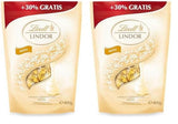 Lindor hvide chokoladekugler | 400 g ca. 30 hvide chokoladekugler med smelte-i-mund-fyld | Gave af chokolade | Chokoladegave (pakke med 2)