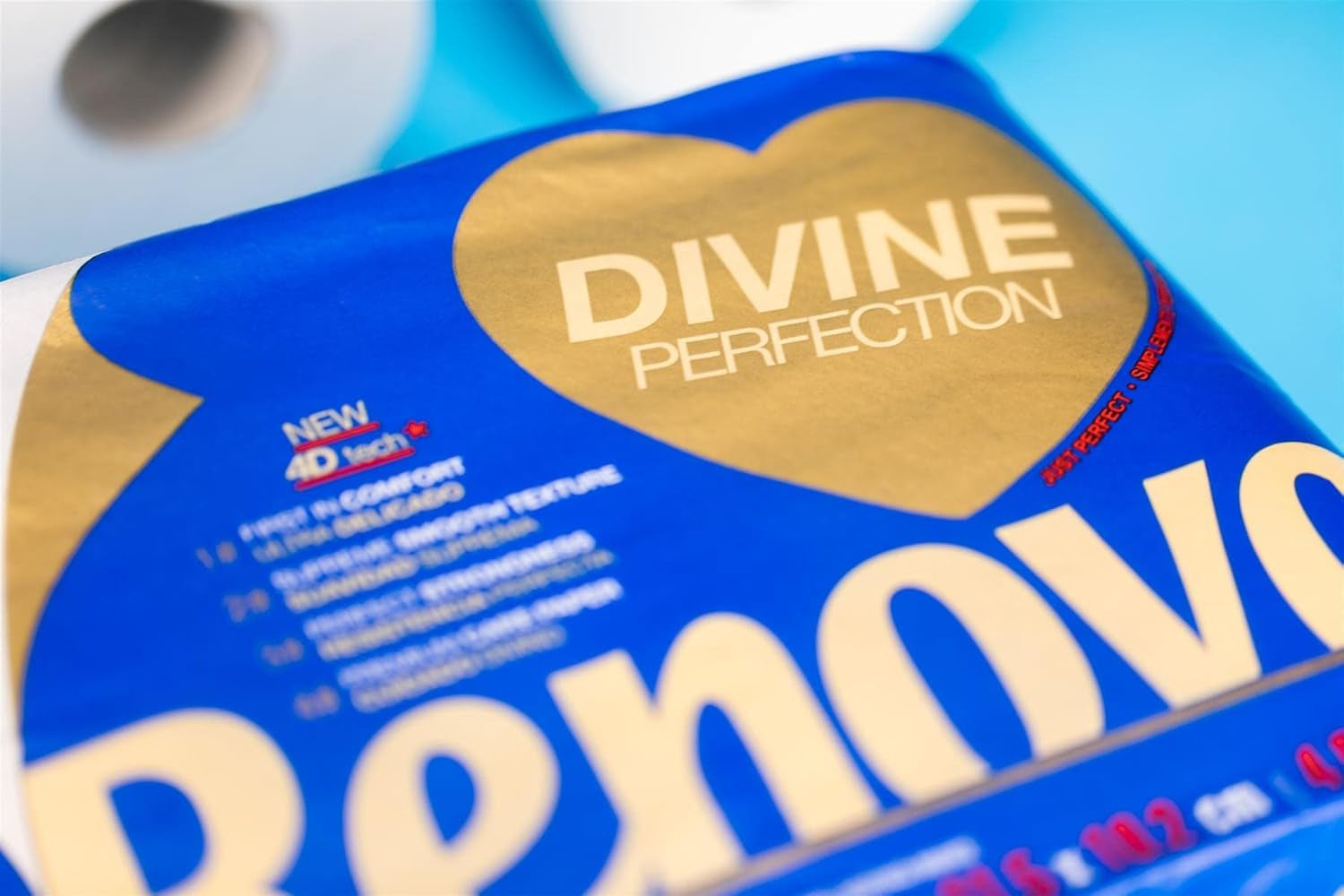 Renova Renova Divine Perfection toiletpapir, 42 ruller, premium toiletpapir, 4-lags, ultrablødt, ekstra styrke, tykt, blødt og absorberende, Fsc-certificeret papir, 4400G