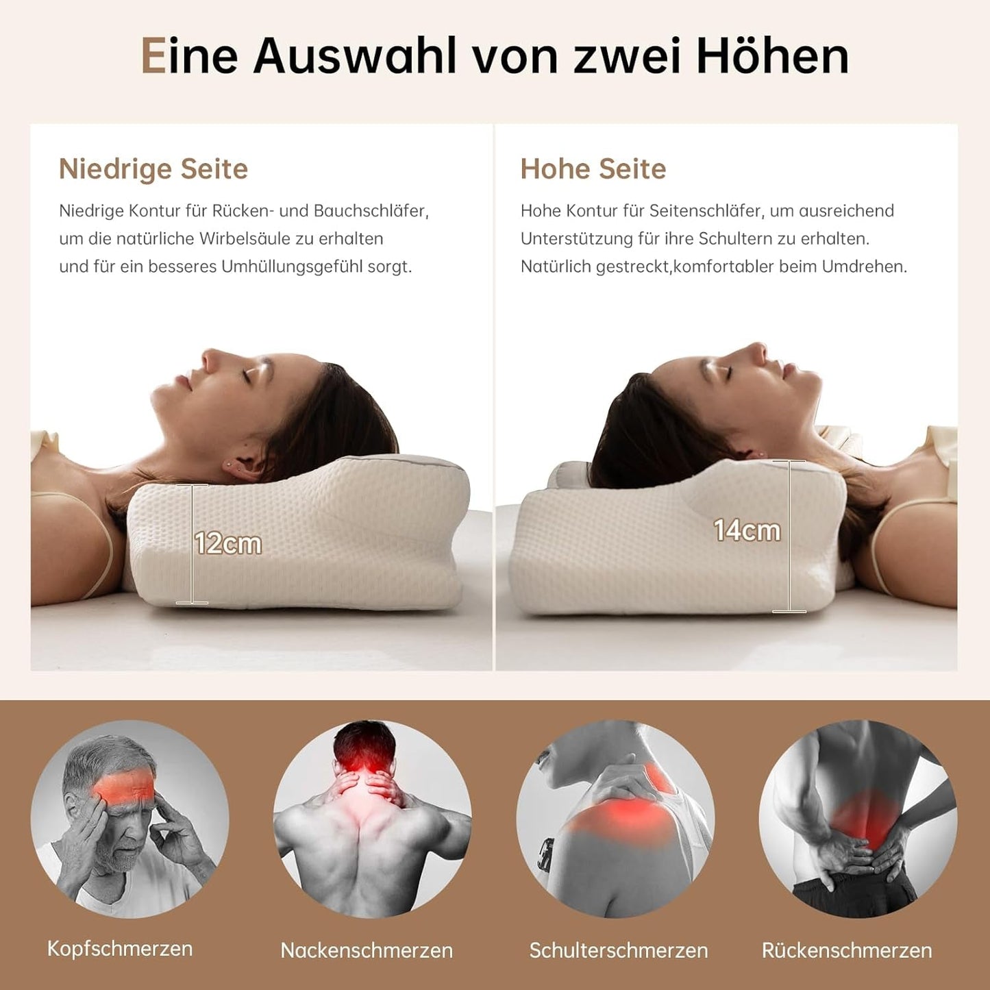 Homyrium Ergonomisk nakkepude Ortopædisk pude Memory Foam Nakkestøttepude Antisnorkepude Sidesovepude Ryg Mavepude Grå Cervikal Ortopædiske Puder Naty Shop
