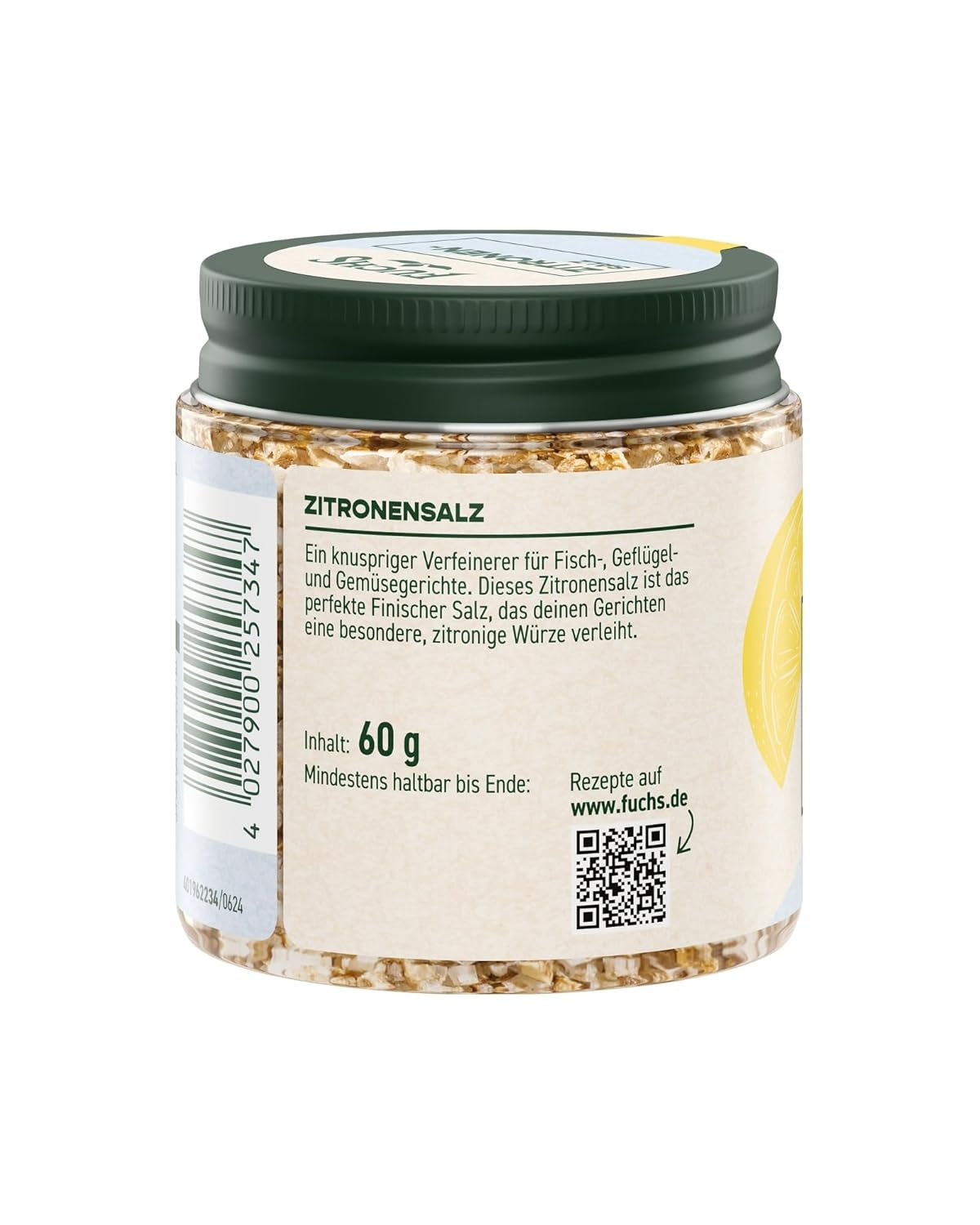 Fuchs Gewürze - Citronensalz | Toppingsalz med Pyramidenflocken & Zitrone | Crunchy Verfeinerung für Fisch und Gemüse | Citronsalt i Premium-Qualität | 60 g im wiederverschließbaren Gewürzglas