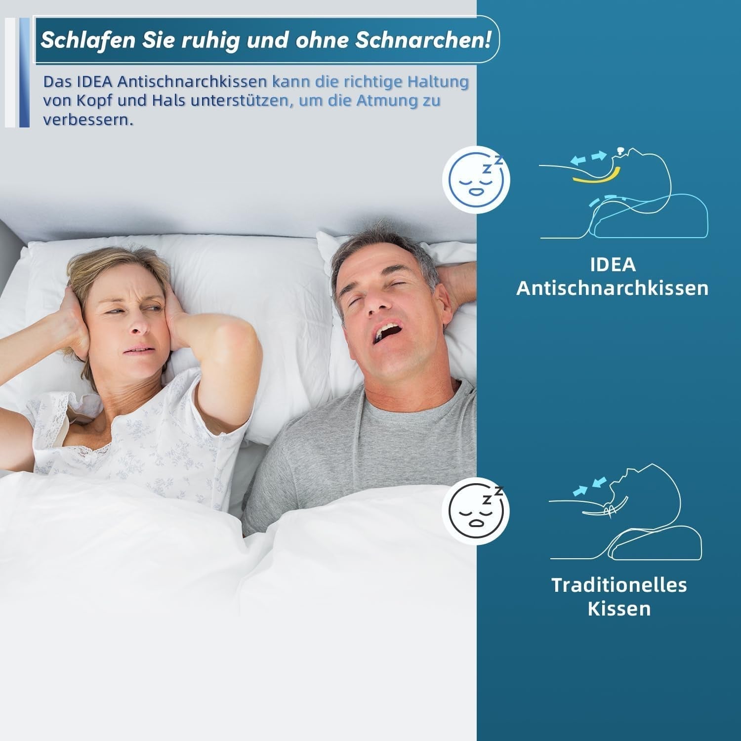 IDEA Nakkesmertepude Ortopædisk pude Lavet af Memory Foam Pude Ergonomisk nakkepude for optimal støtte Anti-snorkepude til side, ryg og mave Sove Cervikal ortopædiske puder Naty Shop