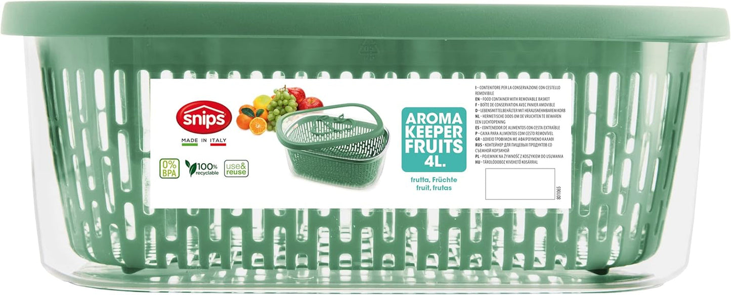 Sav til konservering af frugtsmag, plastik, grøn, 4 LT - rektangulære madopbevaringskasser Naty Shop