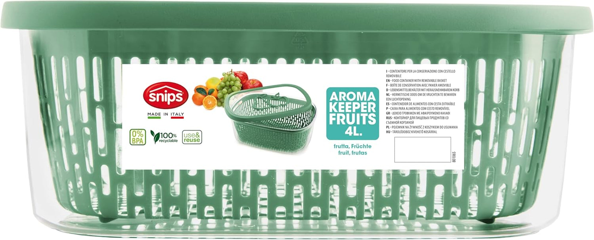 Sav til konservering af frugtsmag, plastik, grøn, 4 LT - rektangulære madopbevaringskasser Naty Shop