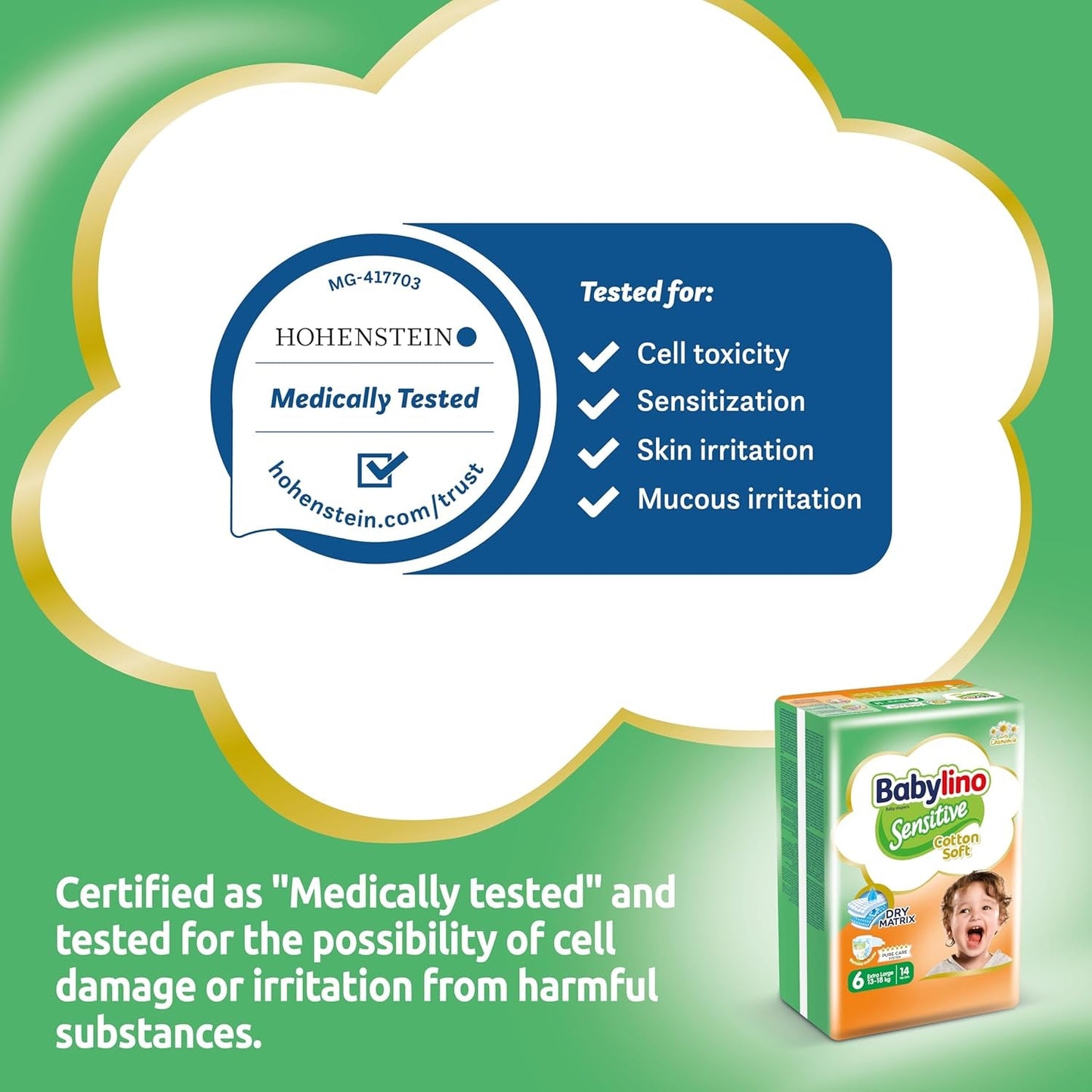 Bleer til sensitive babyer, str. 6, ekstra stor (13-18 kg), 114 bleer