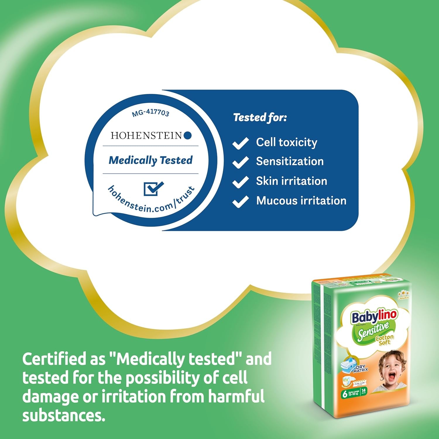 Bleer til sensitive babyer, str. 6, ekstra stor (13-18 kg), 114 bleer