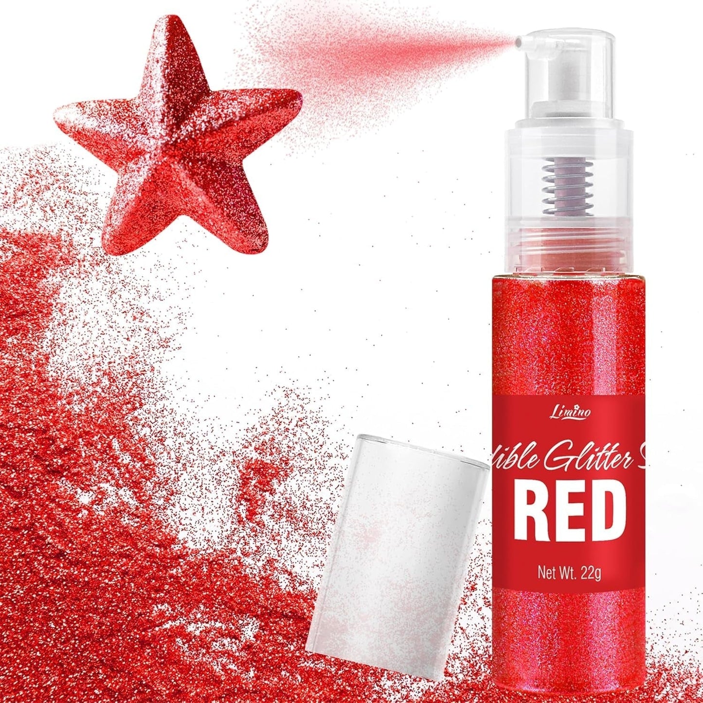 Spiselig glitterspray - 22G spiselig glitter, spiseligt glitterpulver til drinks, kagepynt, macarons - madfarve glitterpulver, spiseligt glitter til cocktails, muffins (pink)