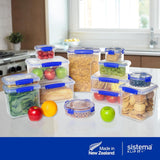 Krukke til madopbevaring KLIP IT System | 9,67 l | stabelbar og lufttæt opbevaringskrukke med låg, velegnet til køle/fryseskab | BPA-fri plast | blå klip | 1 stk (pakke med 4) Naty Shop madopbevaringsbokse