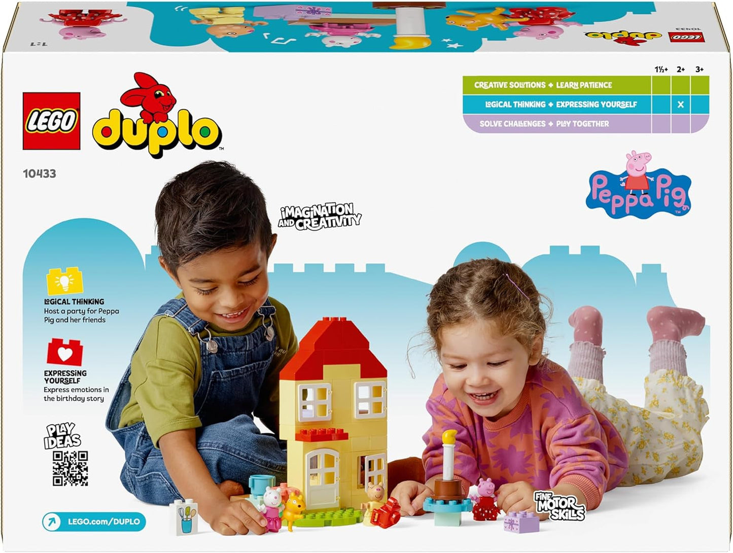LEGO DUPLO Peppas fødselsdagshus: Kreativt 3-cifret legetøj, bygge og genopbygge legetøjshus til 2-årige, drenge og piger, fremmer fingerfærdighed 10433 Byggesæt Besuche den LEGO-Store