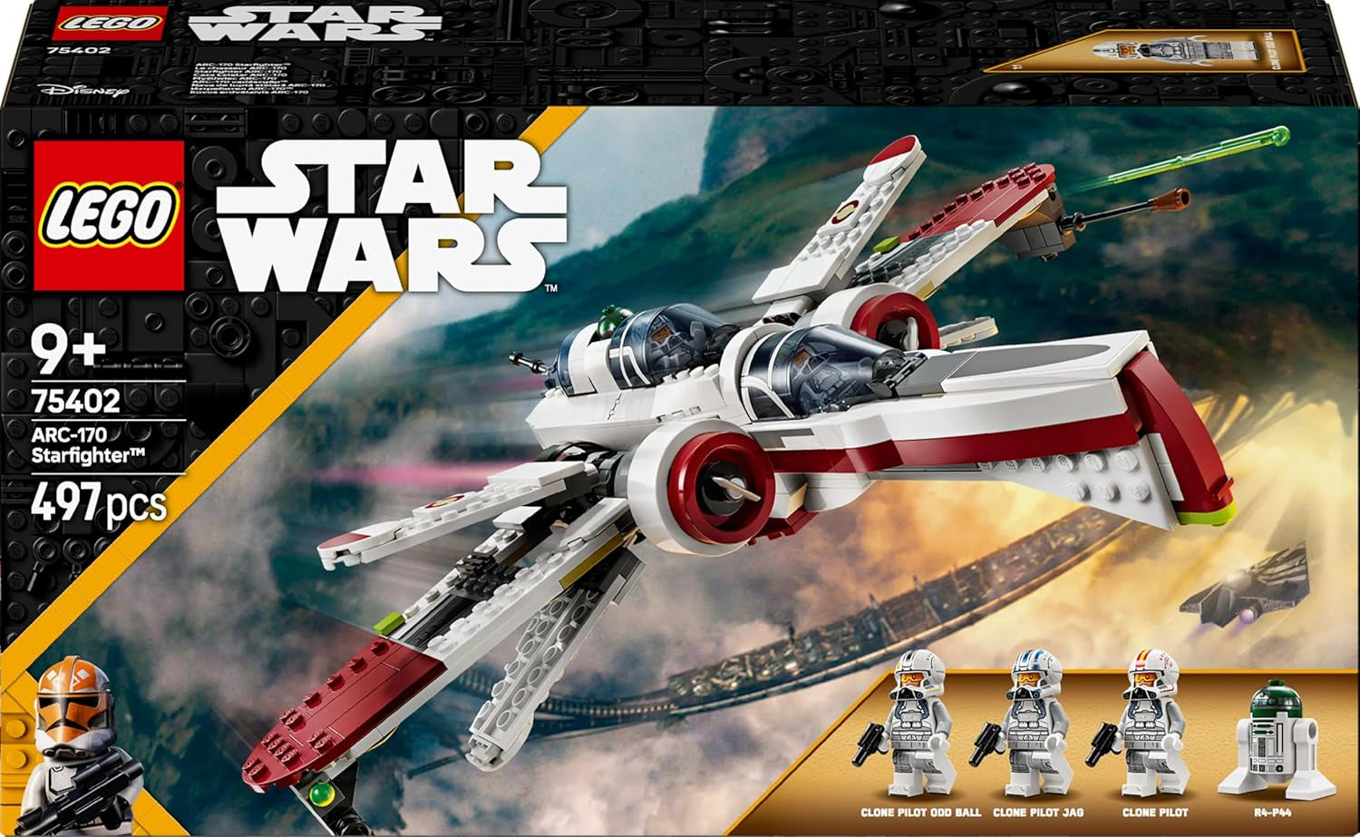 LEGO Star Wars 75402 ARC-170 Starfighter-legetøj med 4 minifigurer inklusive klonpilot og droid R4-P44, samlerobjekt, gave til Revenge of the Sith-fans og drenge og piger i alderen 9+ Byggesæt Beuche den LEGO-Store