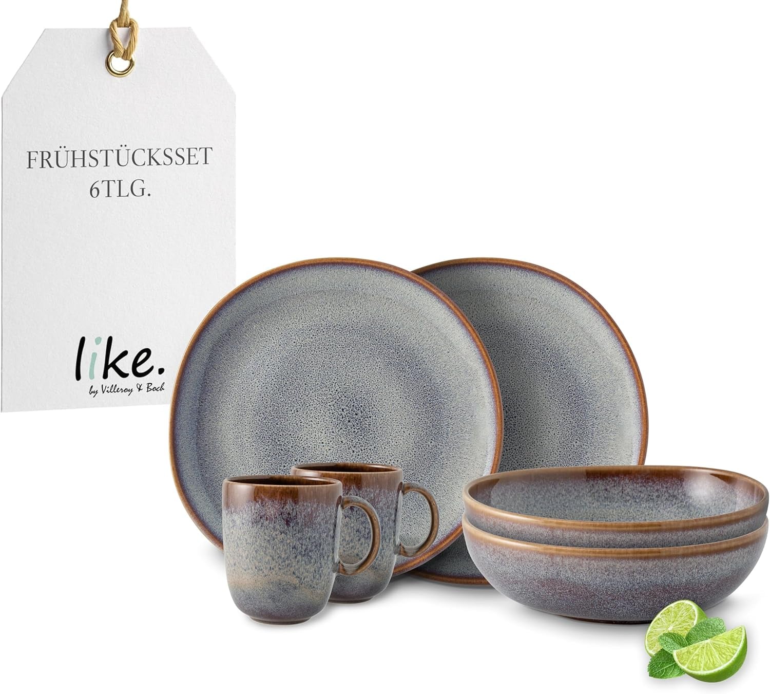 Lave beige morgenmadssæt fra Villeroy & Boch, 6 stk