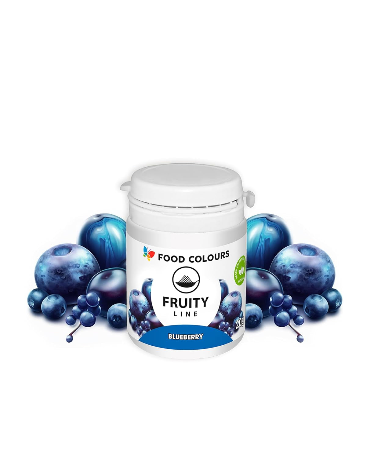 Madfarvepulver naturlig farve Fruity Line BLUEBERRY 20G naturligt farvepulver til cremer glasur svampdej i pulverform madfarve til drinks gelé